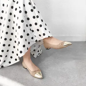 2024SS: Metallic toe ballet shoes (m17025) Beige S/C