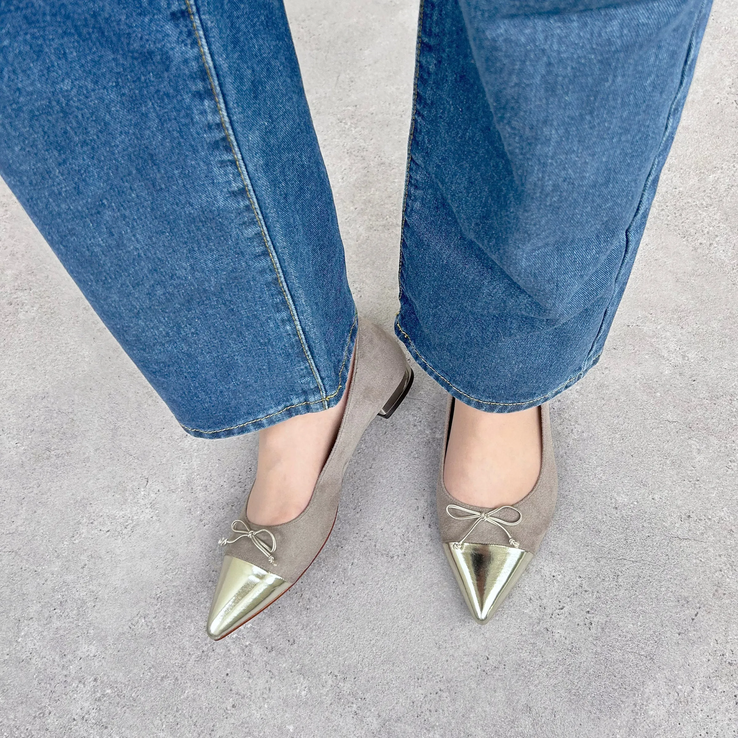 2024SS: Metallic toe ballet shoes (m17025) Greige S/C