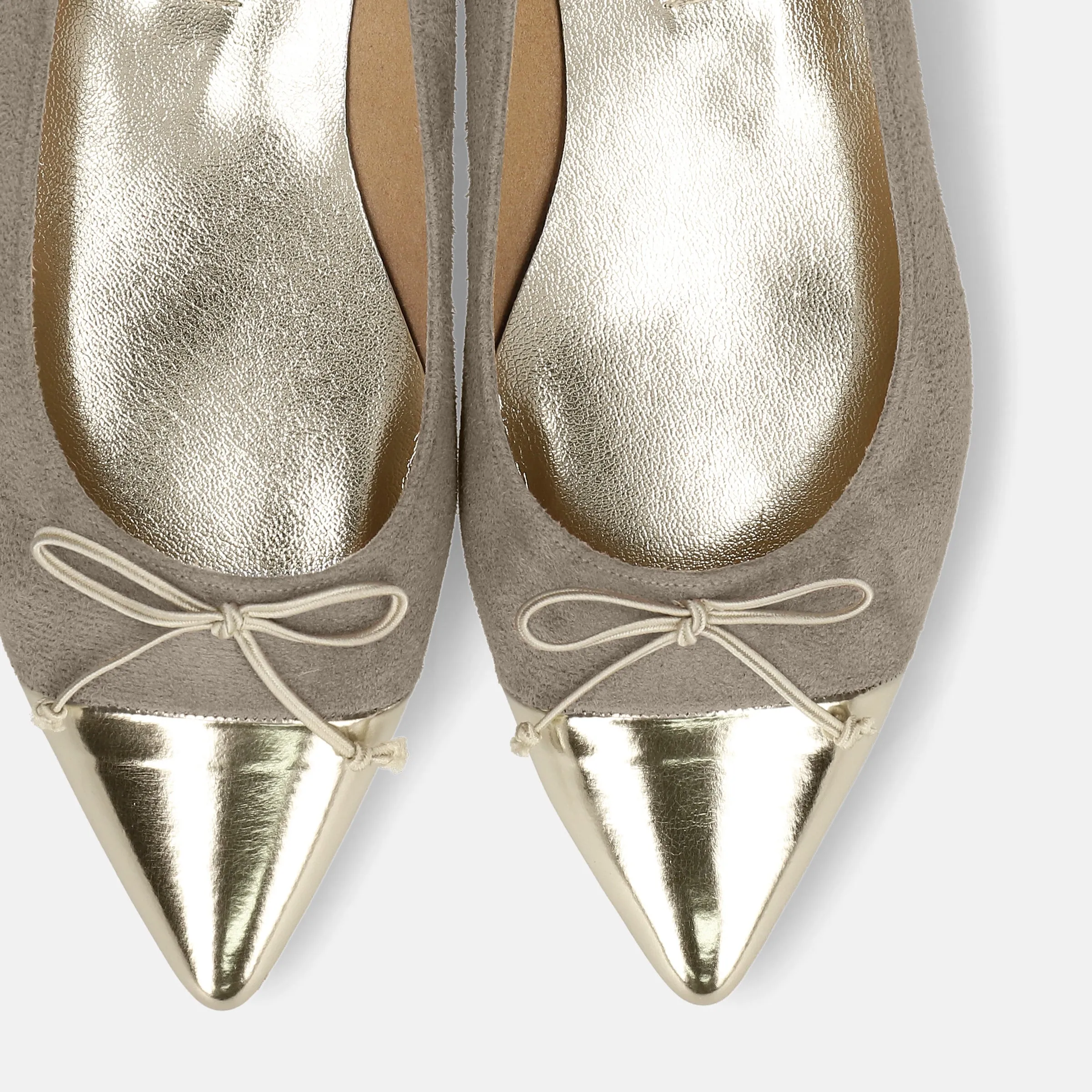 2024SS: Metallic toe ballet shoes (m17025) Greige S/C