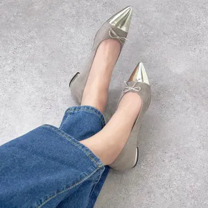 2024SS: Metallic toe ballet shoes (m17025) Greige S/C