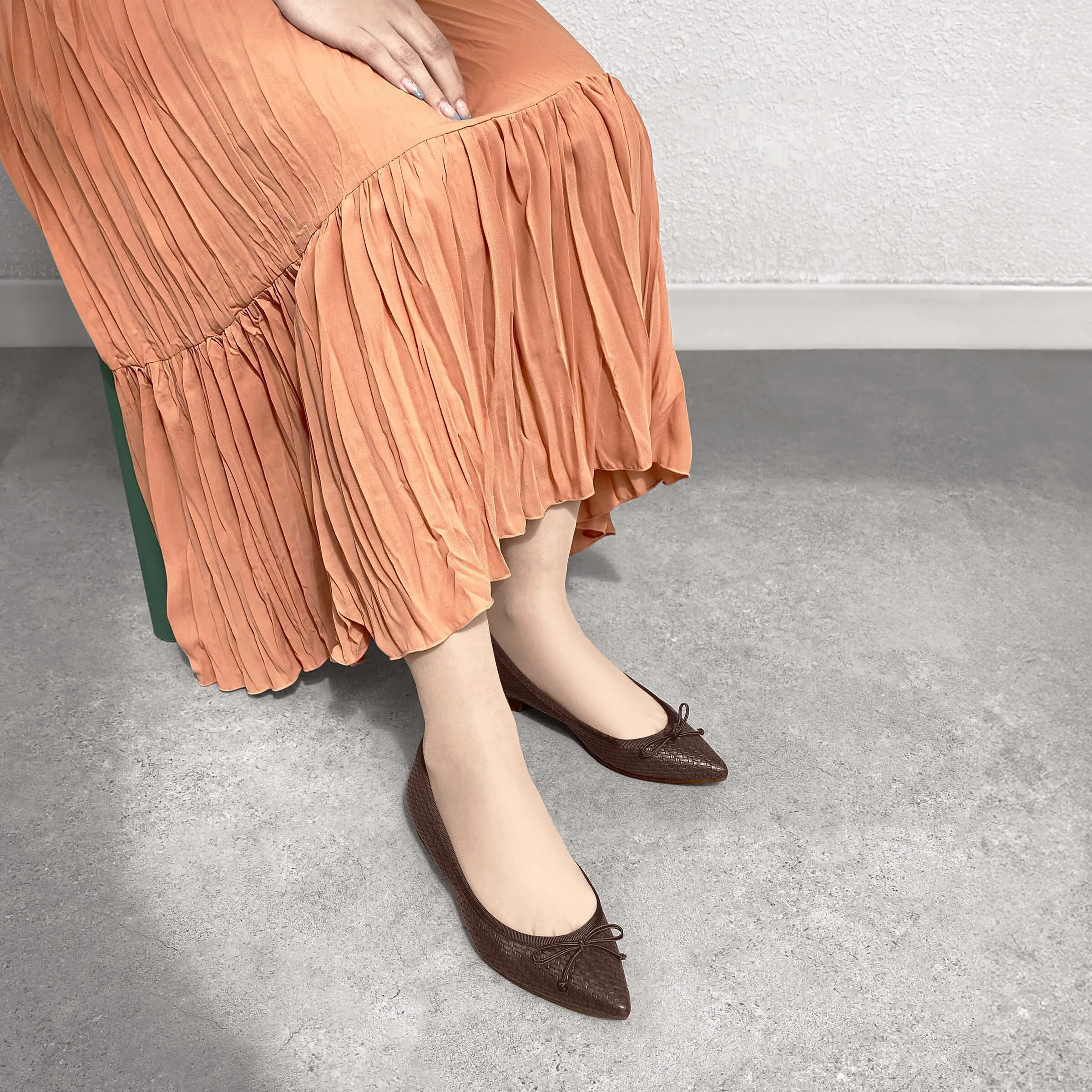 5%OFF: 2024SS: Mesh embossed ballet shoes (m17036) dark brown MS