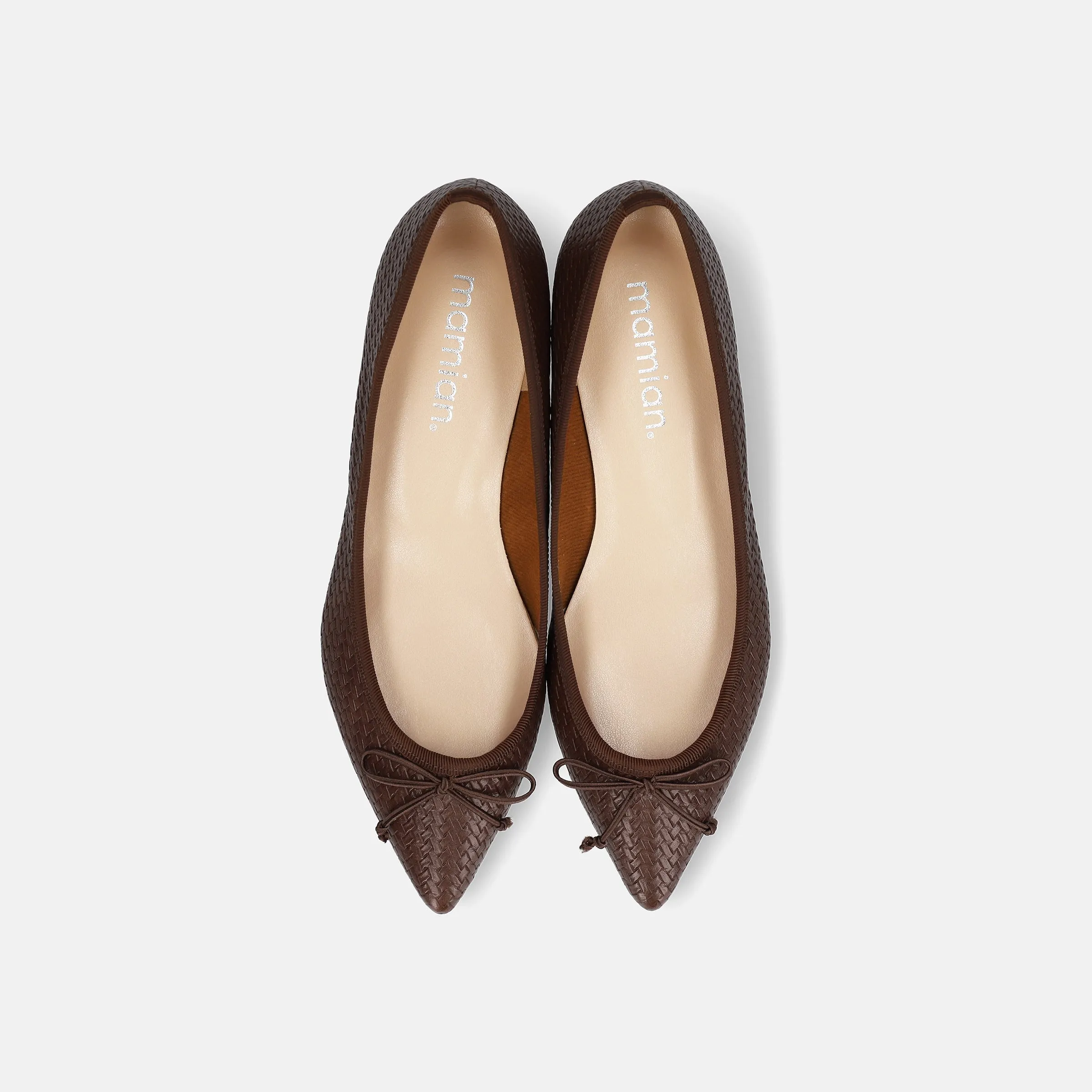 5%OFF: 2024SS: Mesh embossed ballet shoes (m17036) dark brown MS