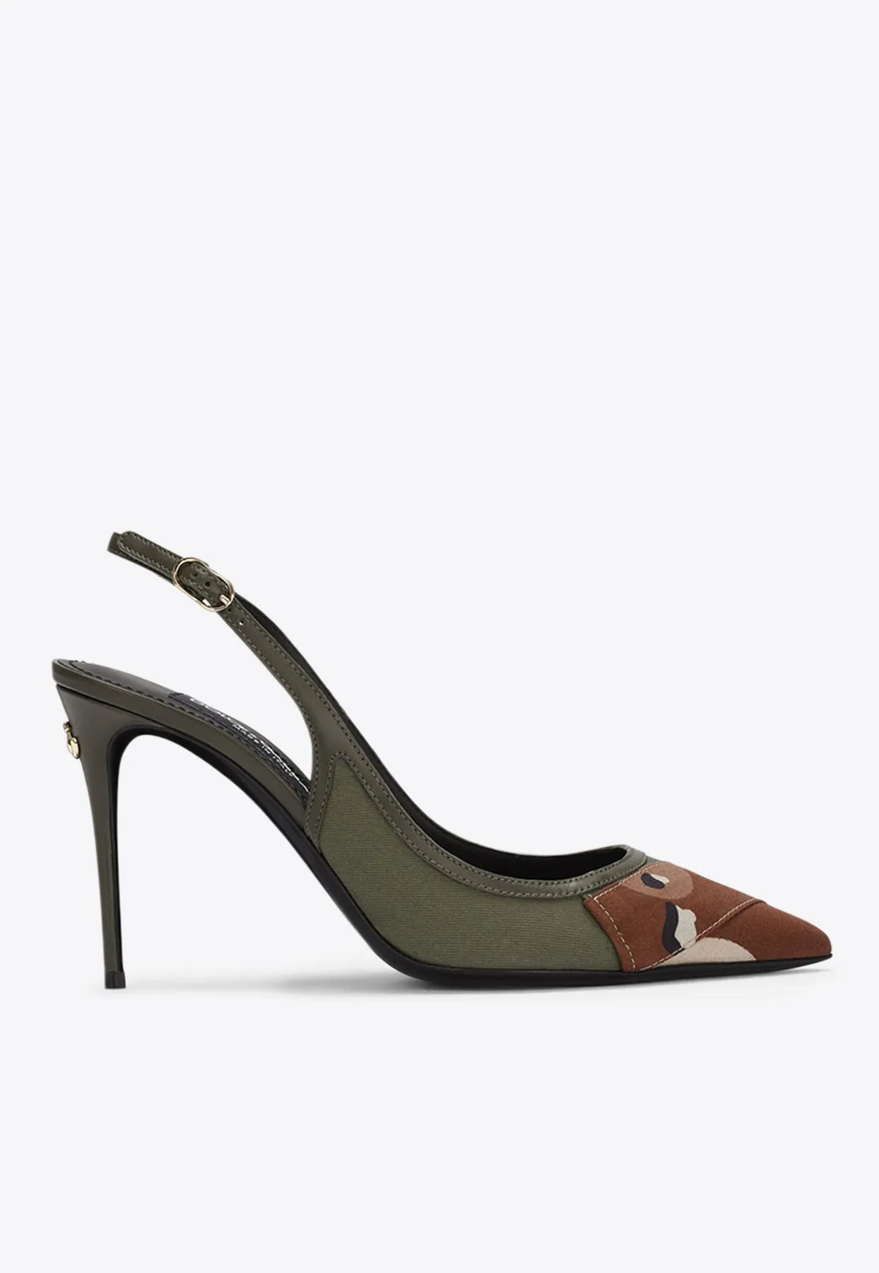 90 Camouflage Patchwork Slingback Pumps