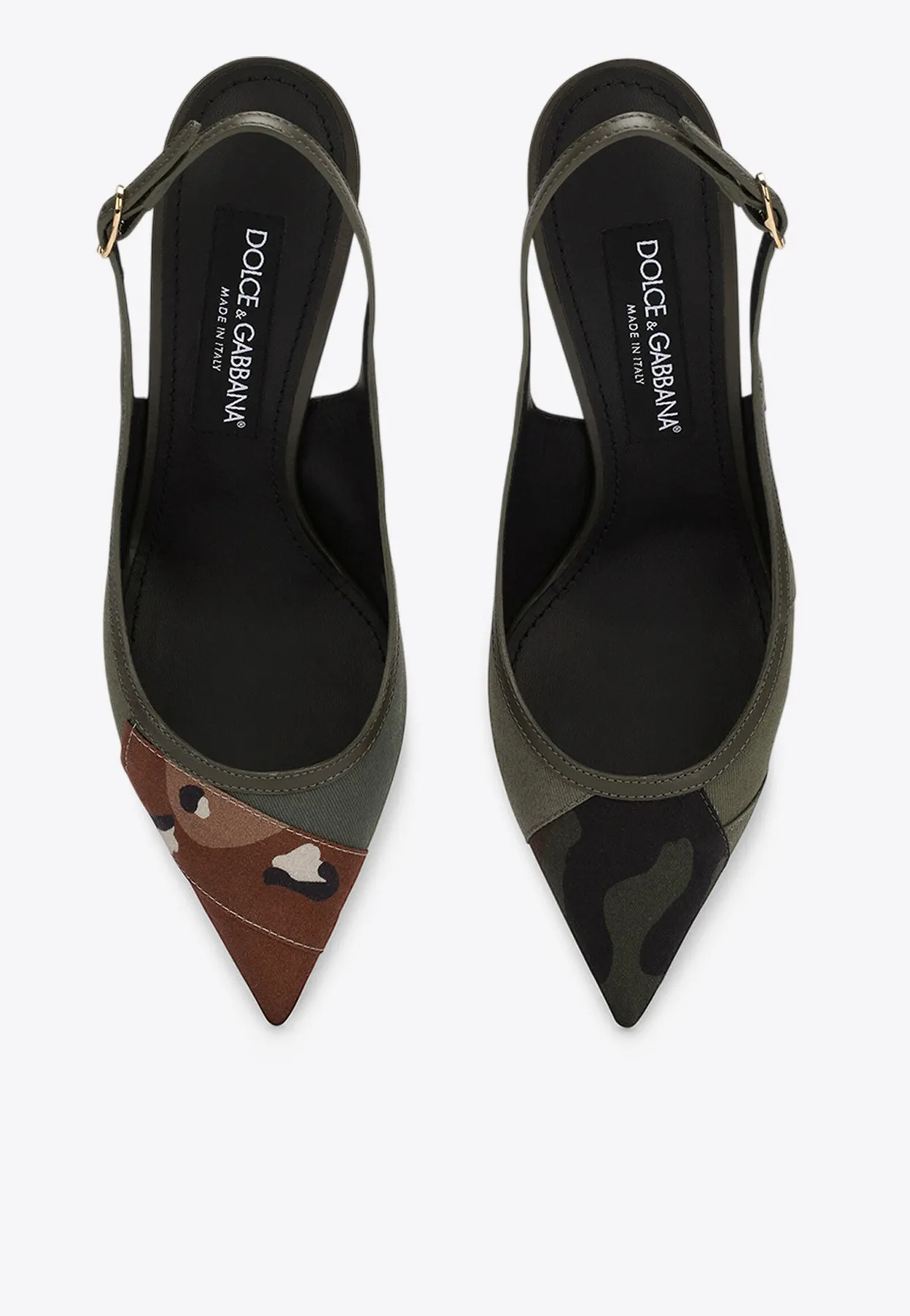90 Camouflage Patchwork Slingback Pumps