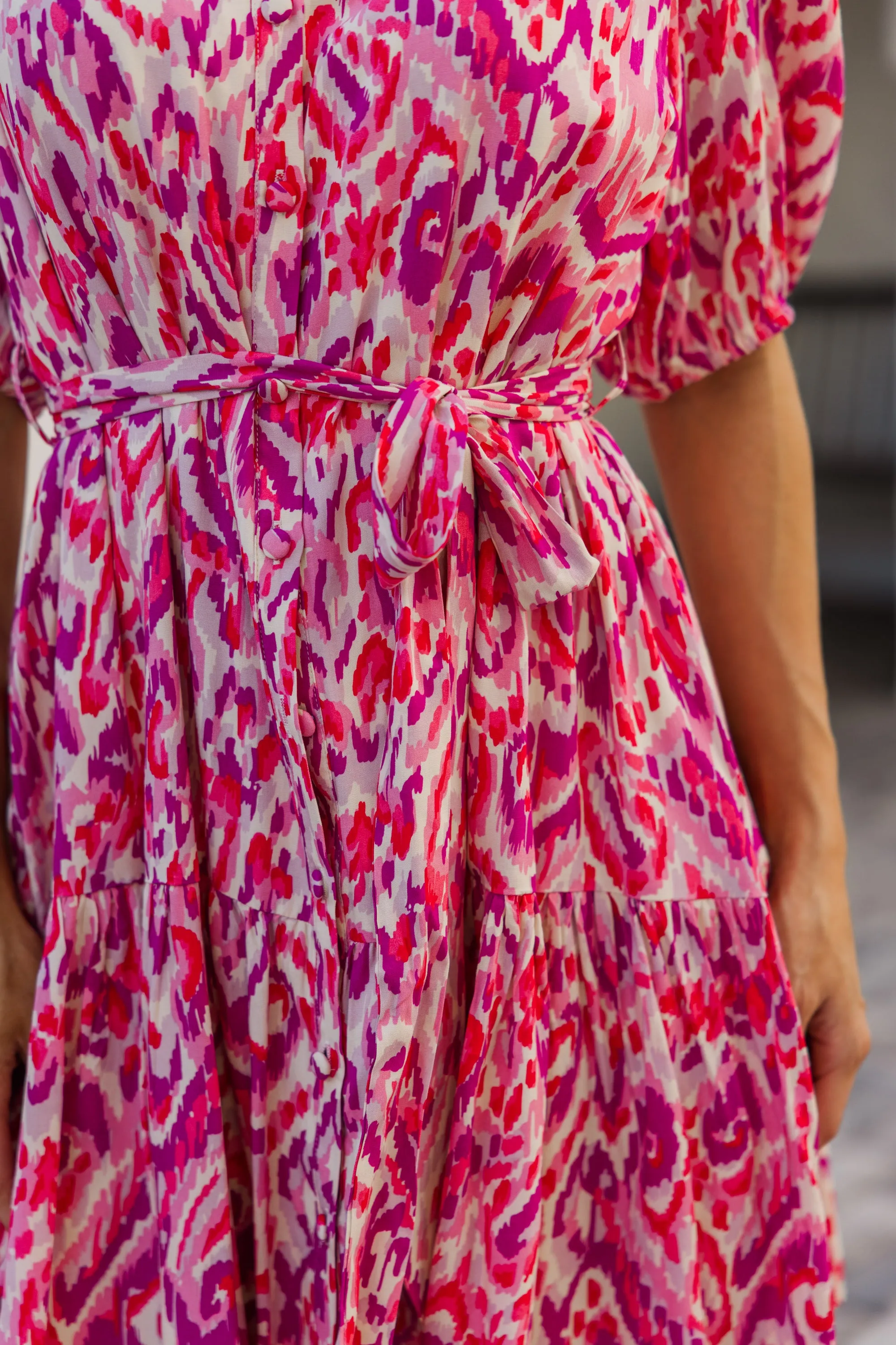 All Is Well Hot Pink Ikat Dress