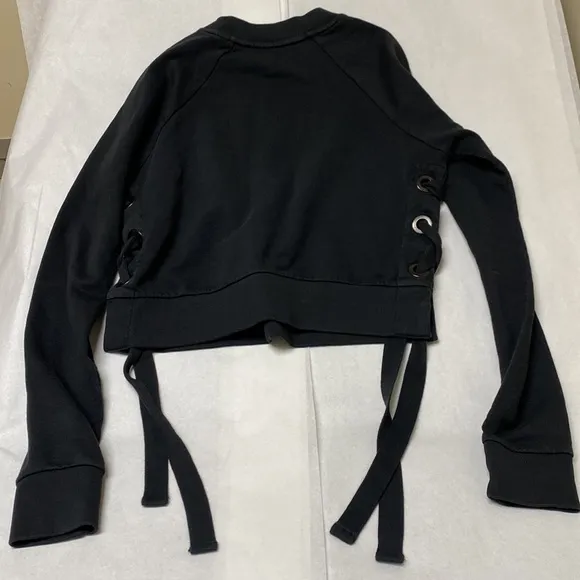 AllSaints Leti Cropped Sweatshirt in Black