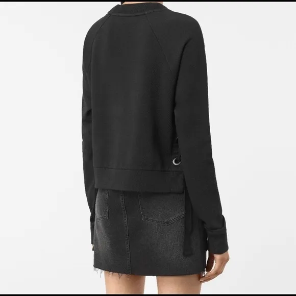 AllSaints Leti Cropped Sweatshirt in Black