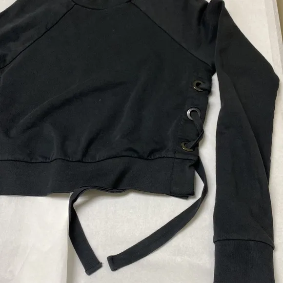 AllSaints Leti Cropped Sweatshirt in Black