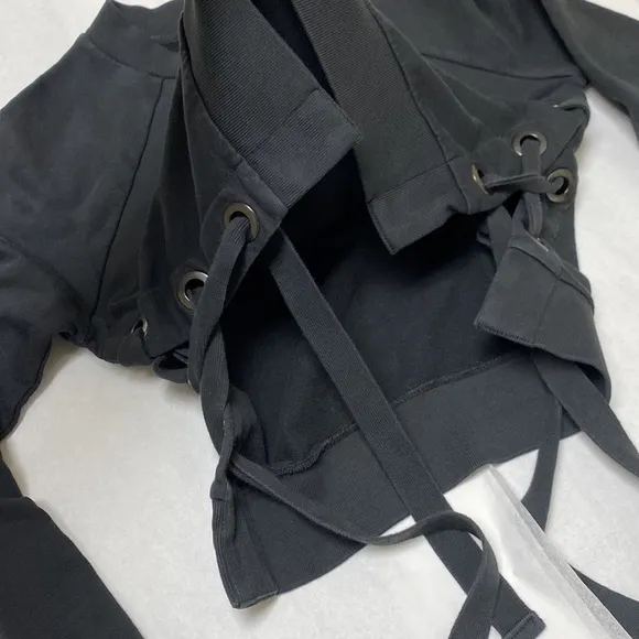 AllSaints Leti Cropped Sweatshirt in Black