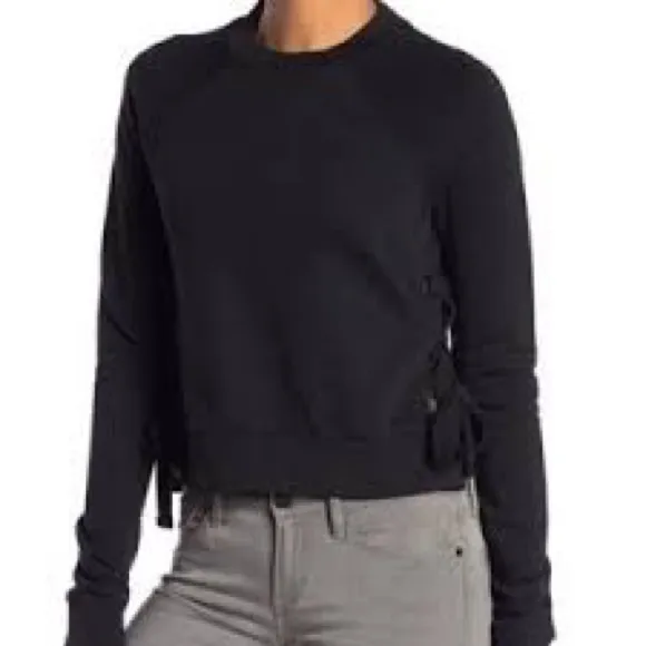 AllSaints Leti Cropped Sweatshirt in Black
