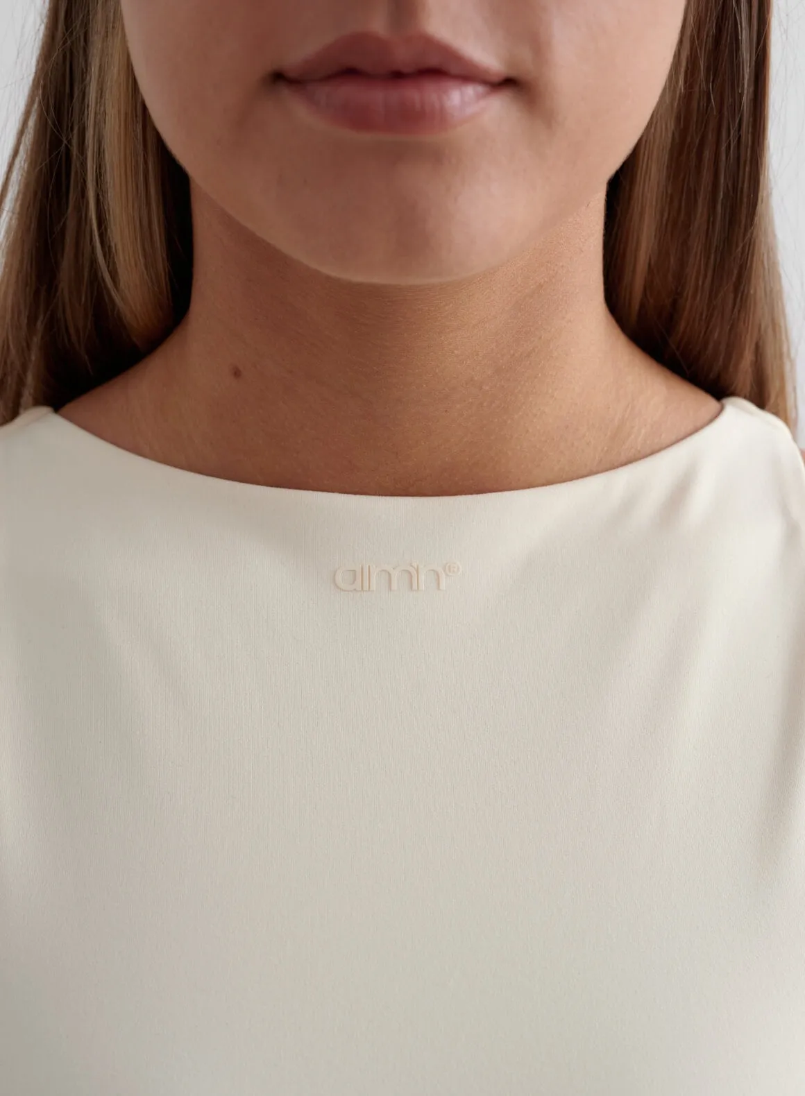 Almond White Sense High Neck Dress