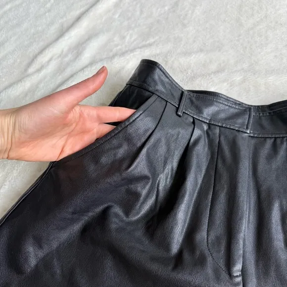 Amanda Uprichard Jane Faux Leather Black Shorts M