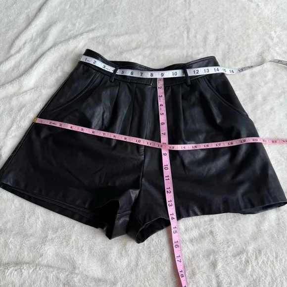 Amanda Uprichard Jane Faux Leather Black Shorts M