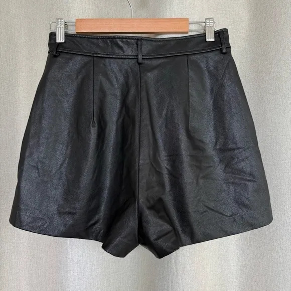 Amanda Uprichard Jane Faux Leather Black Shorts M