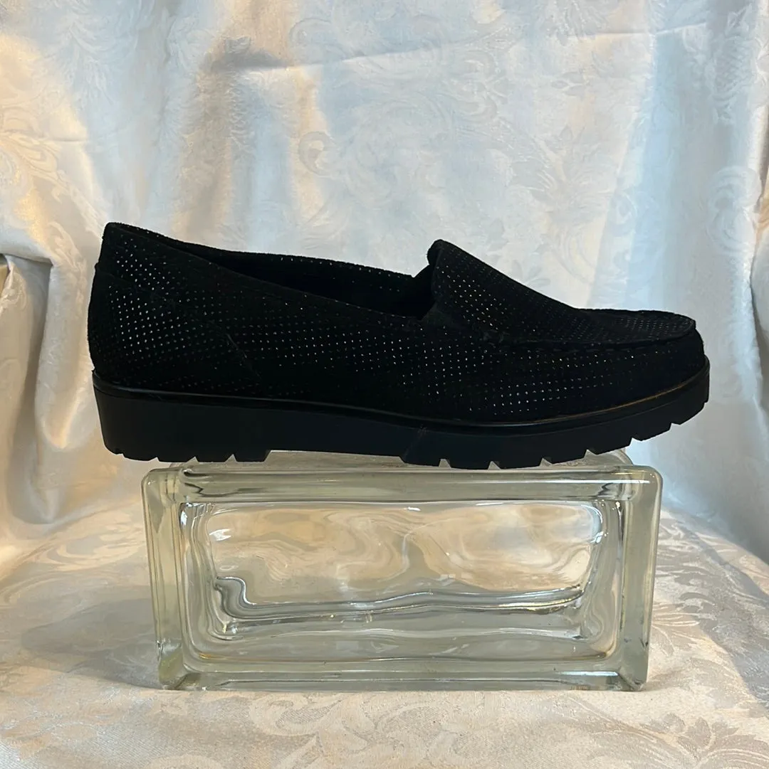 ARA DEWITT PINDOT PRINTED BLACK SUEDE LOAFER