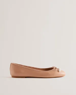 Ayvvah Flat Bow Ballerina Shoe With Signature Charm Pink