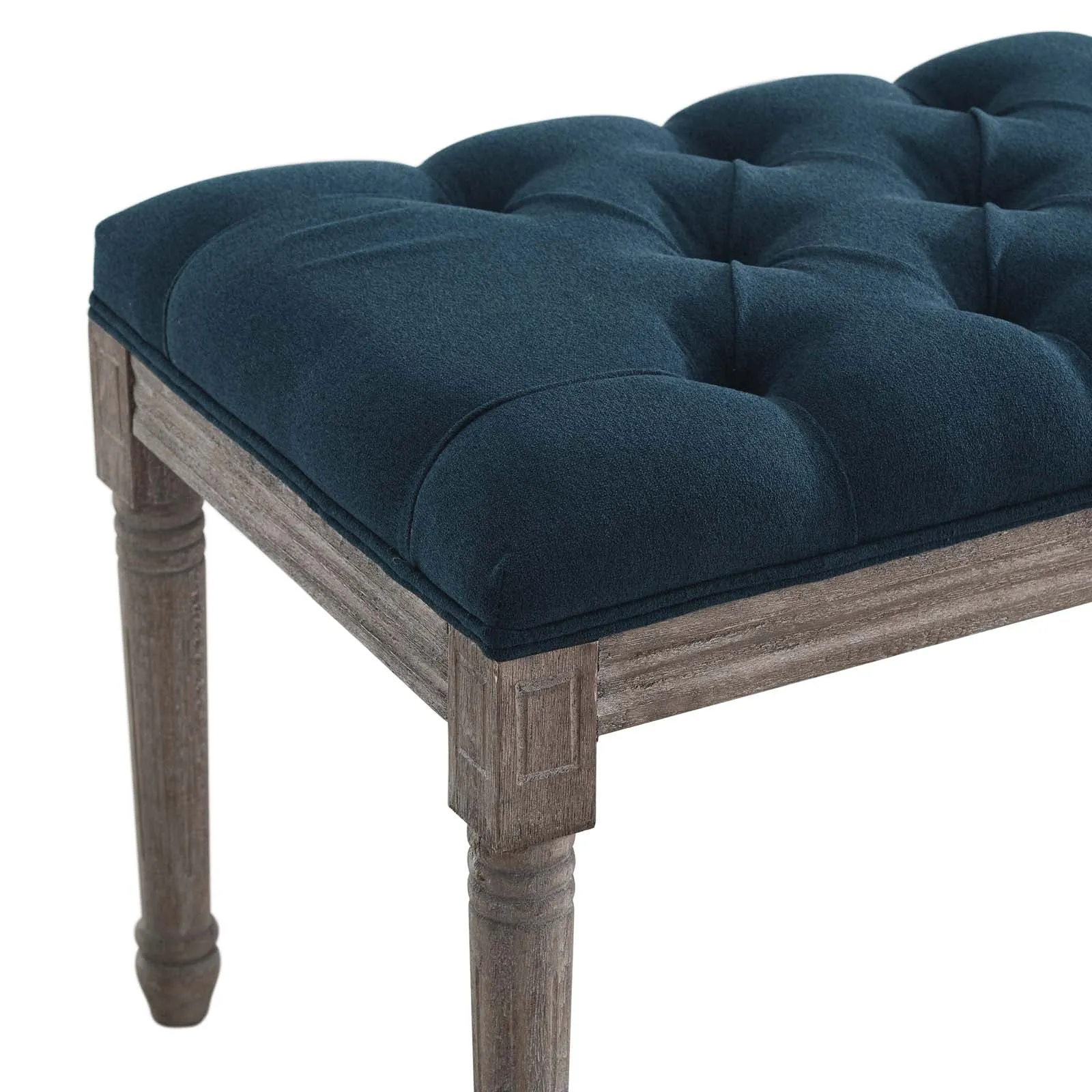 Billie French Vintage Upholstered Fabric Bench