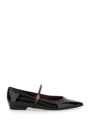 Black Double T Bucke Mary Jane Ballet Shoes
