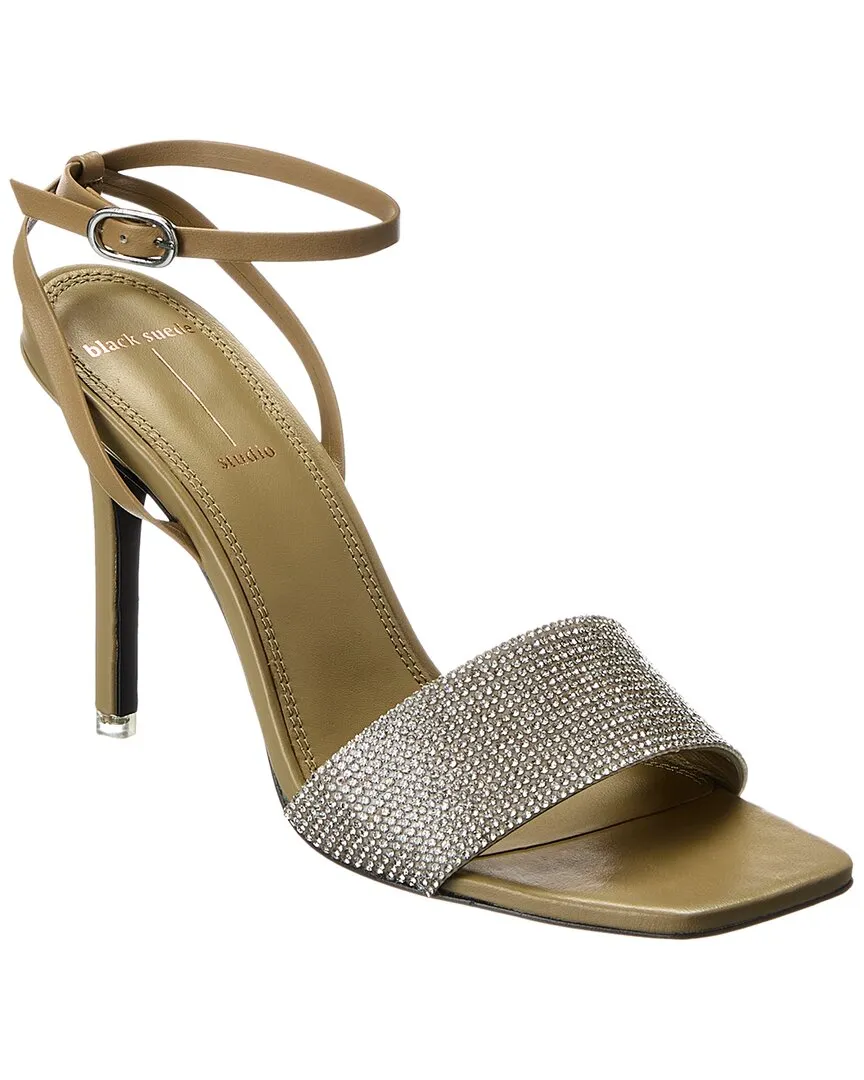 Black Suede Studio Marisa Leather Sandal