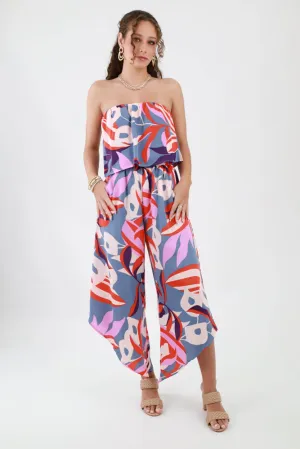 Blooming Lily Strapless Jumpsuit -Gray