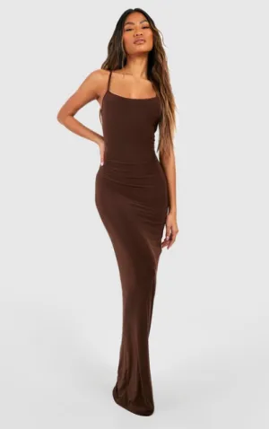 Boohoo Premium Heavy Weight Slinky Maxi Dress