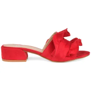 Brinley Co. Womens Salest Ruffle Faux Suede Slide-on Mules Red, 8 Regular US