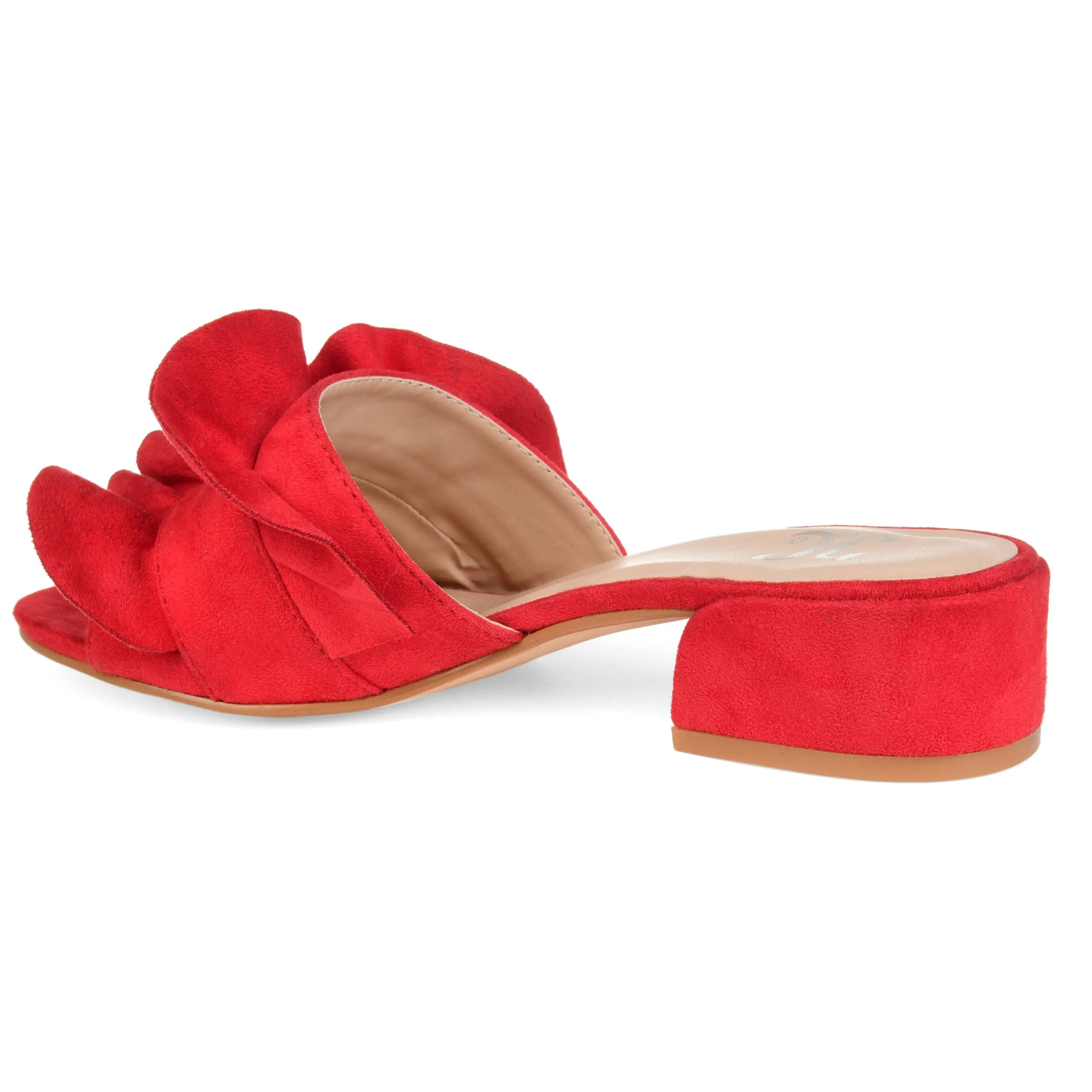 Brinley Co. Womens Salest Ruffle Faux Suede Slide-on Mules Red, 8 Regular US