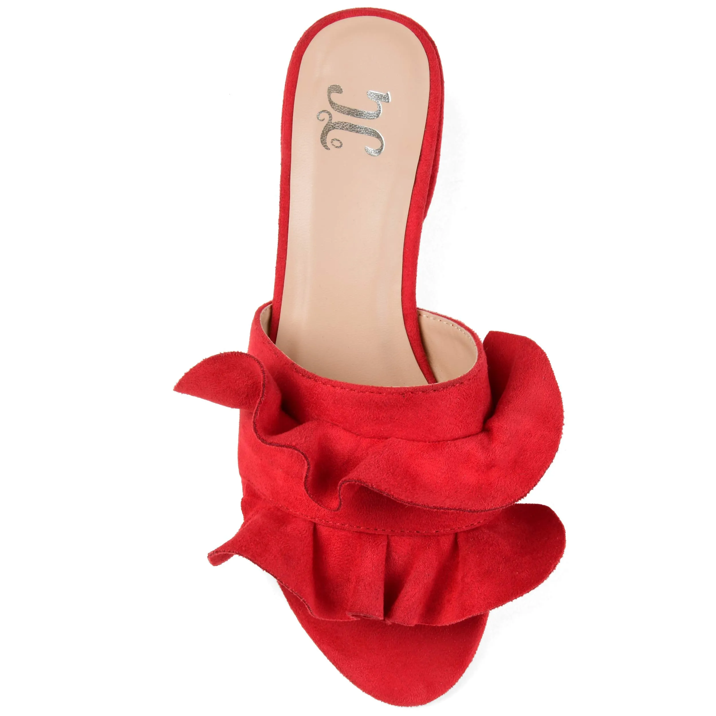 Brinley Co. Womens Salest Ruffle Faux Suede Slide-on Mules Red, 8 Regular US