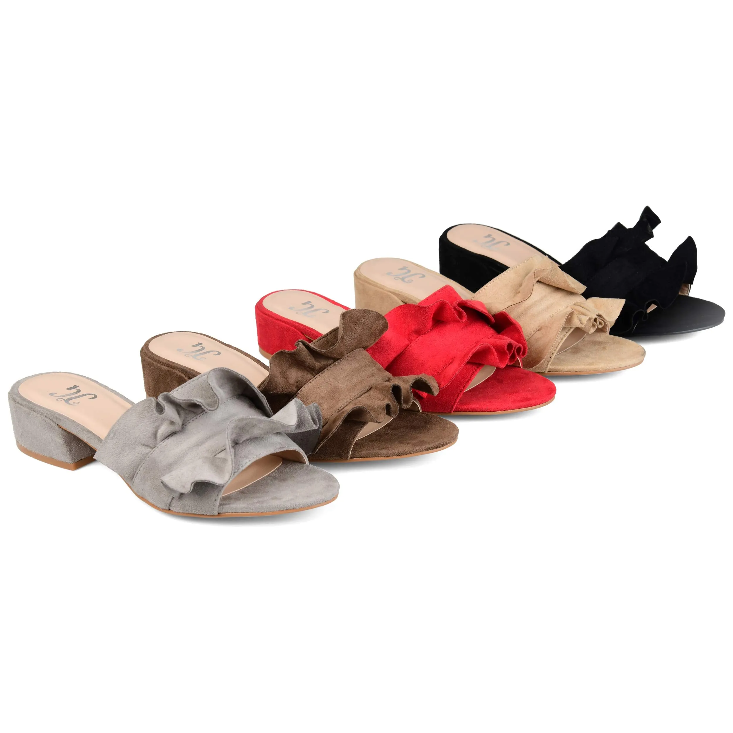 Brinley Co. Womens Salest Ruffle Faux Suede Slide-on Mules Red, 8 Regular US