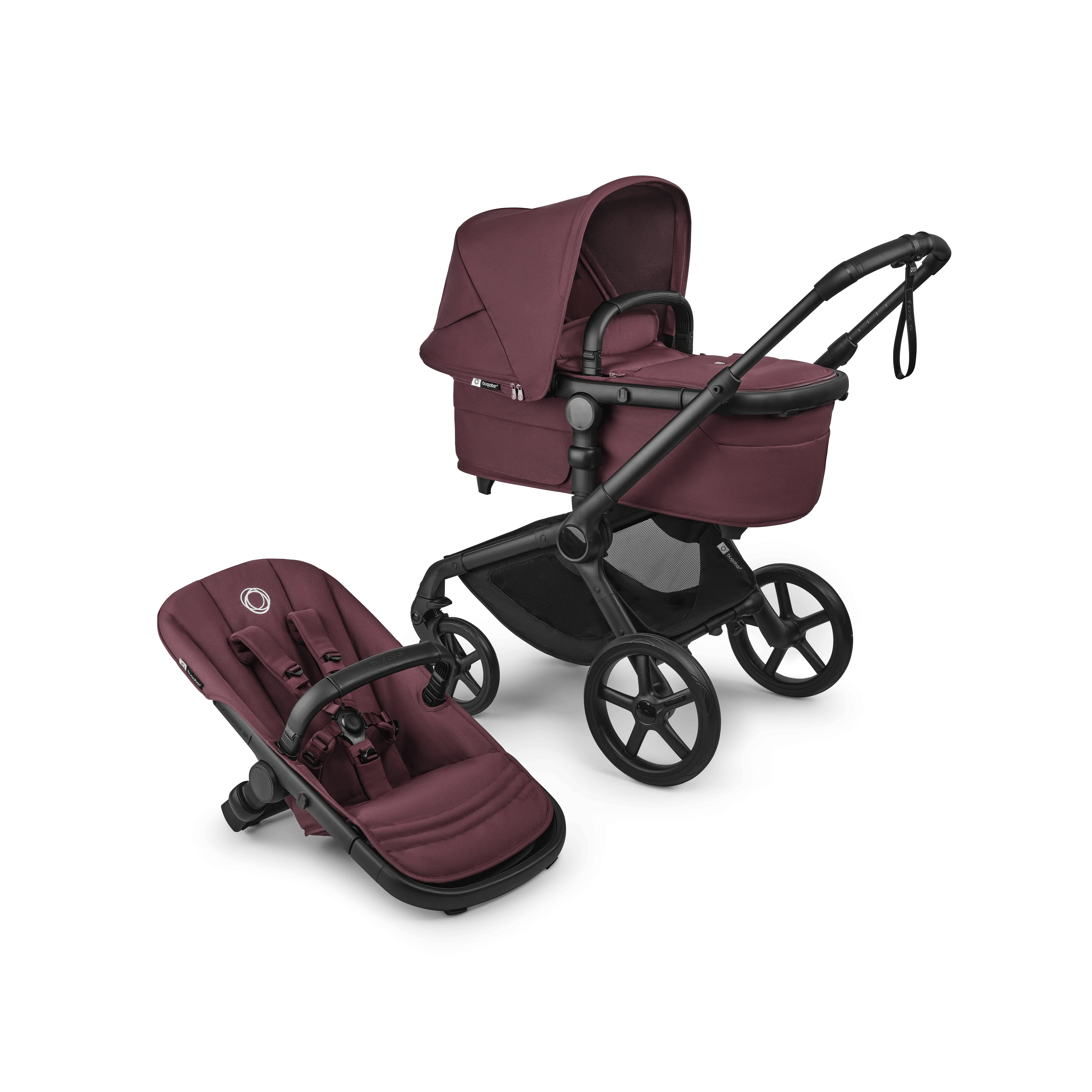Bugaboo Fox 5 Renew Pram & Pushchair - Black/Dark Cherry/Dark Cherry