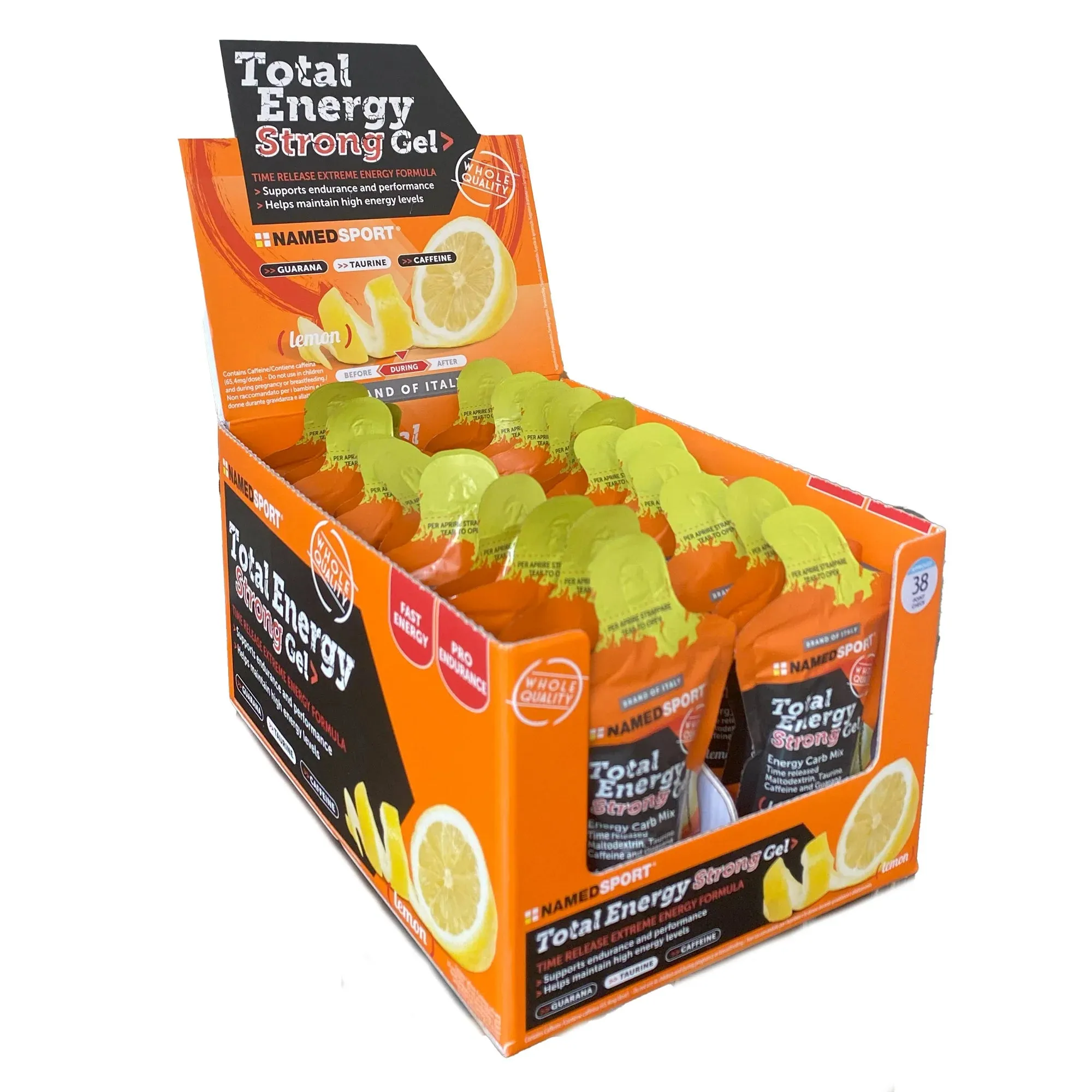 Caja de Geles Namedsport Total Energy Strong Lemon 40ml 24 Unidades