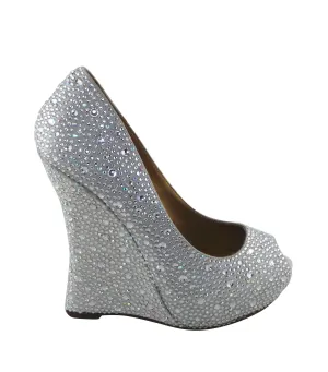 Cali Jewel Encrusted Peep Toe Wedges