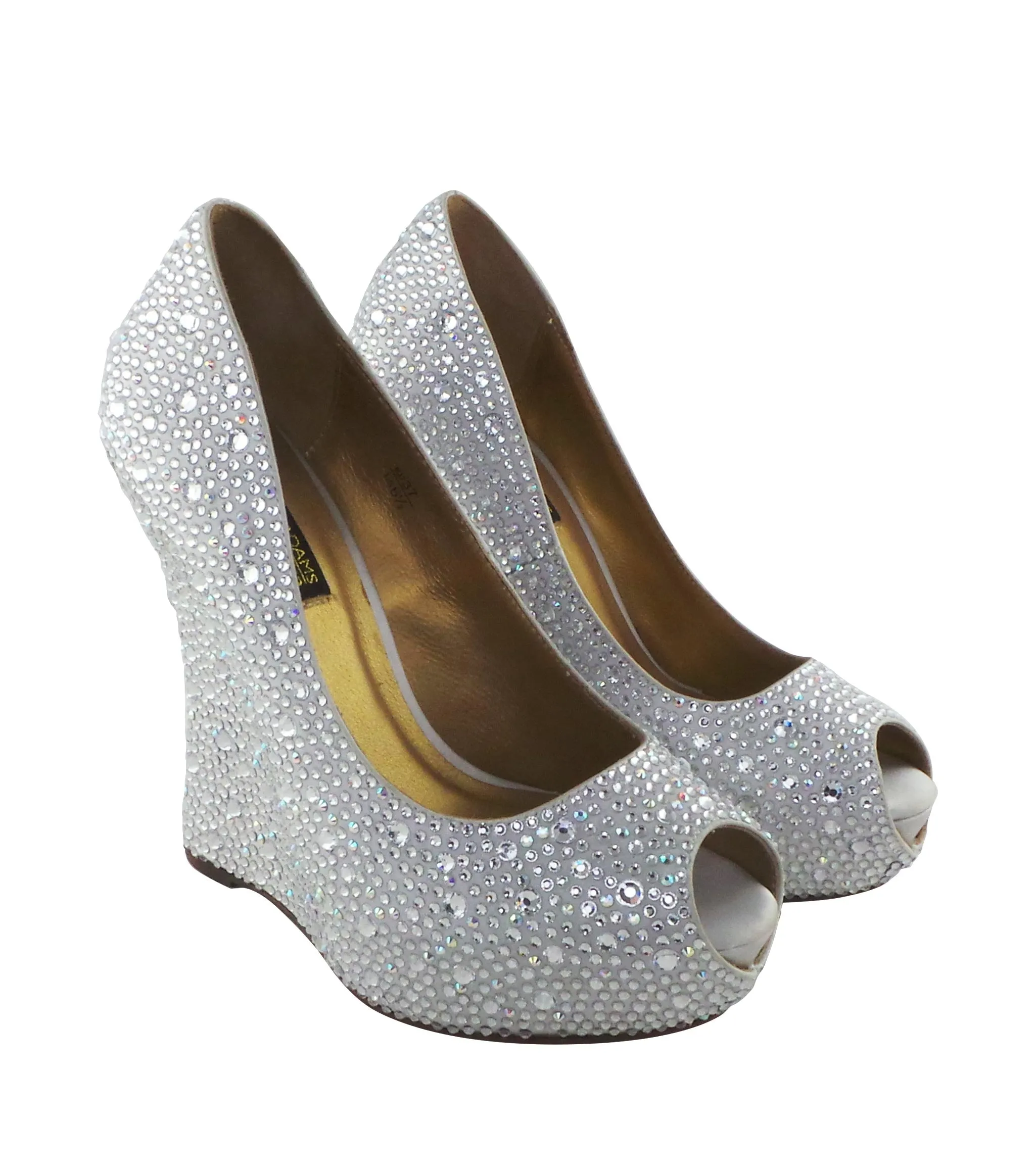 Cali Jewel Encrusted Peep Toe Wedges
