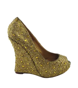 Cali Jewel Encrusted Peep Toe Wedges