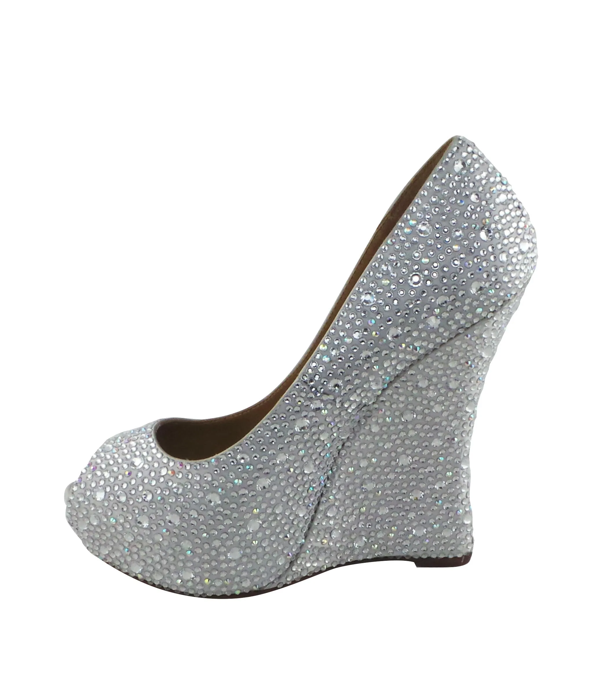 Cali Jewel Encrusted Peep Toe Wedges