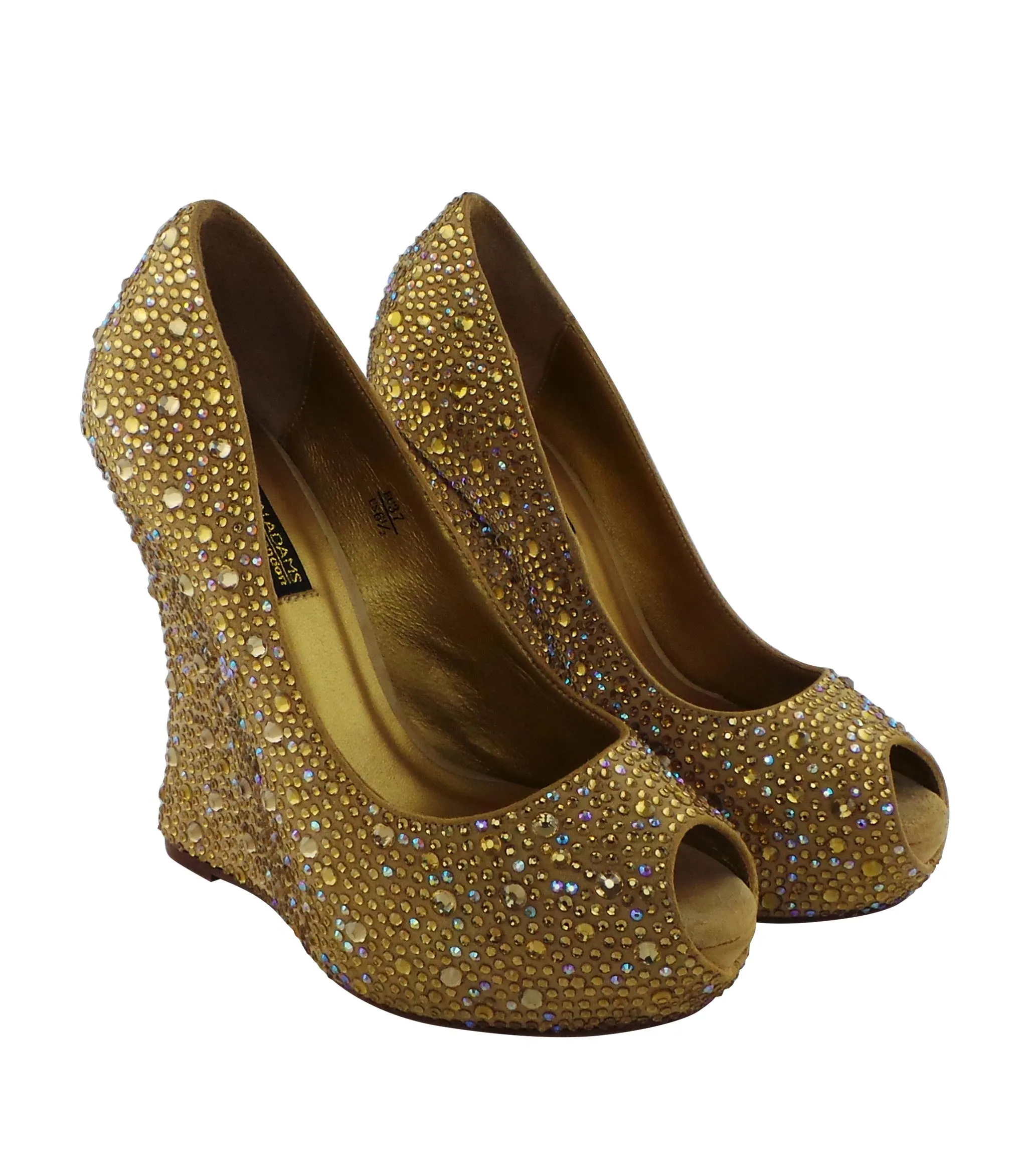 Cali Jewel Encrusted Peep Toe Wedges