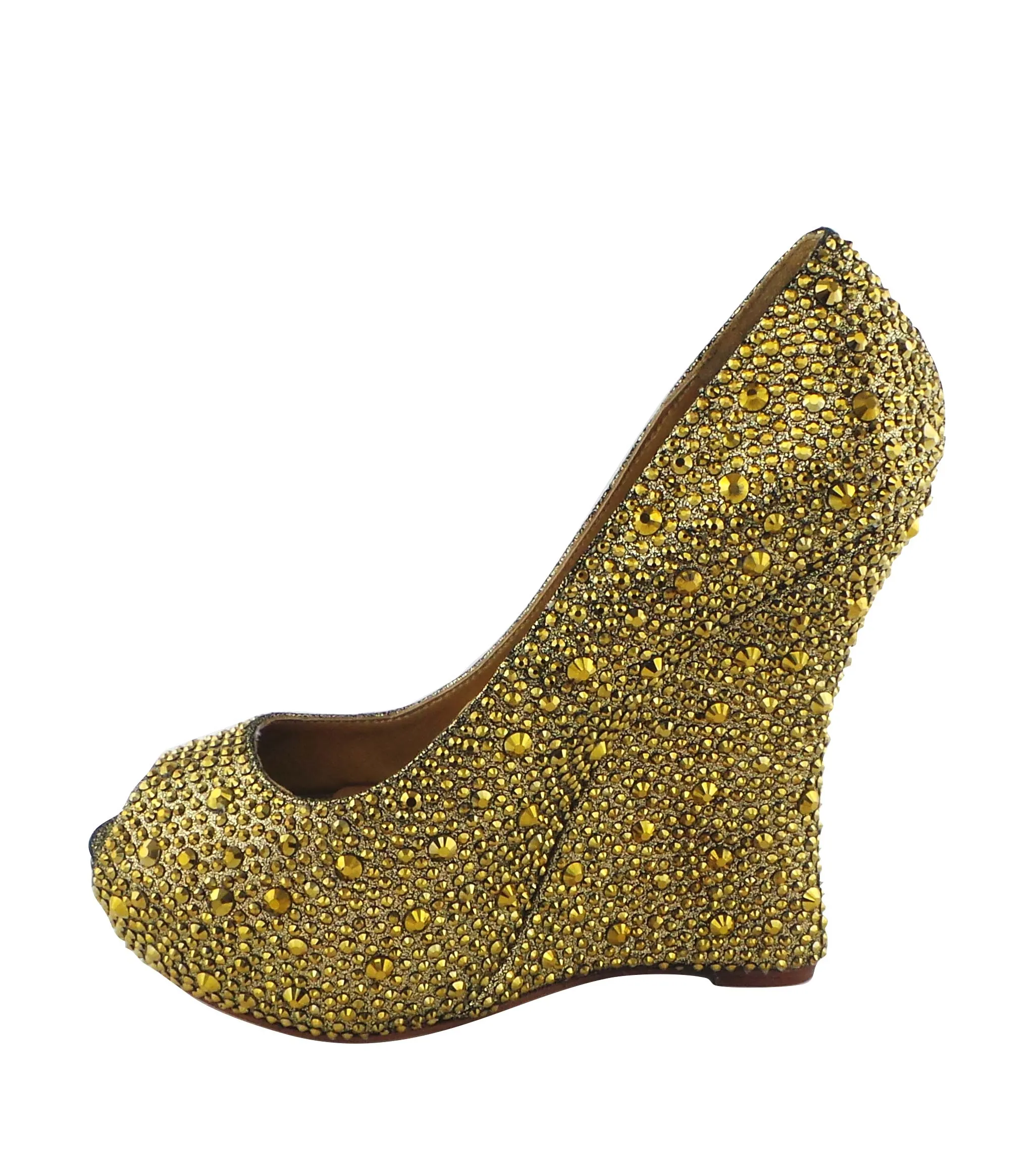 Cali Jewel Encrusted Peep Toe Wedges