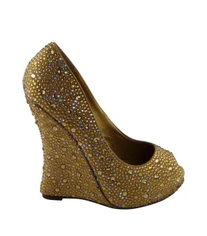 Cali Jewel Encrusted Peep Toe Wedges
