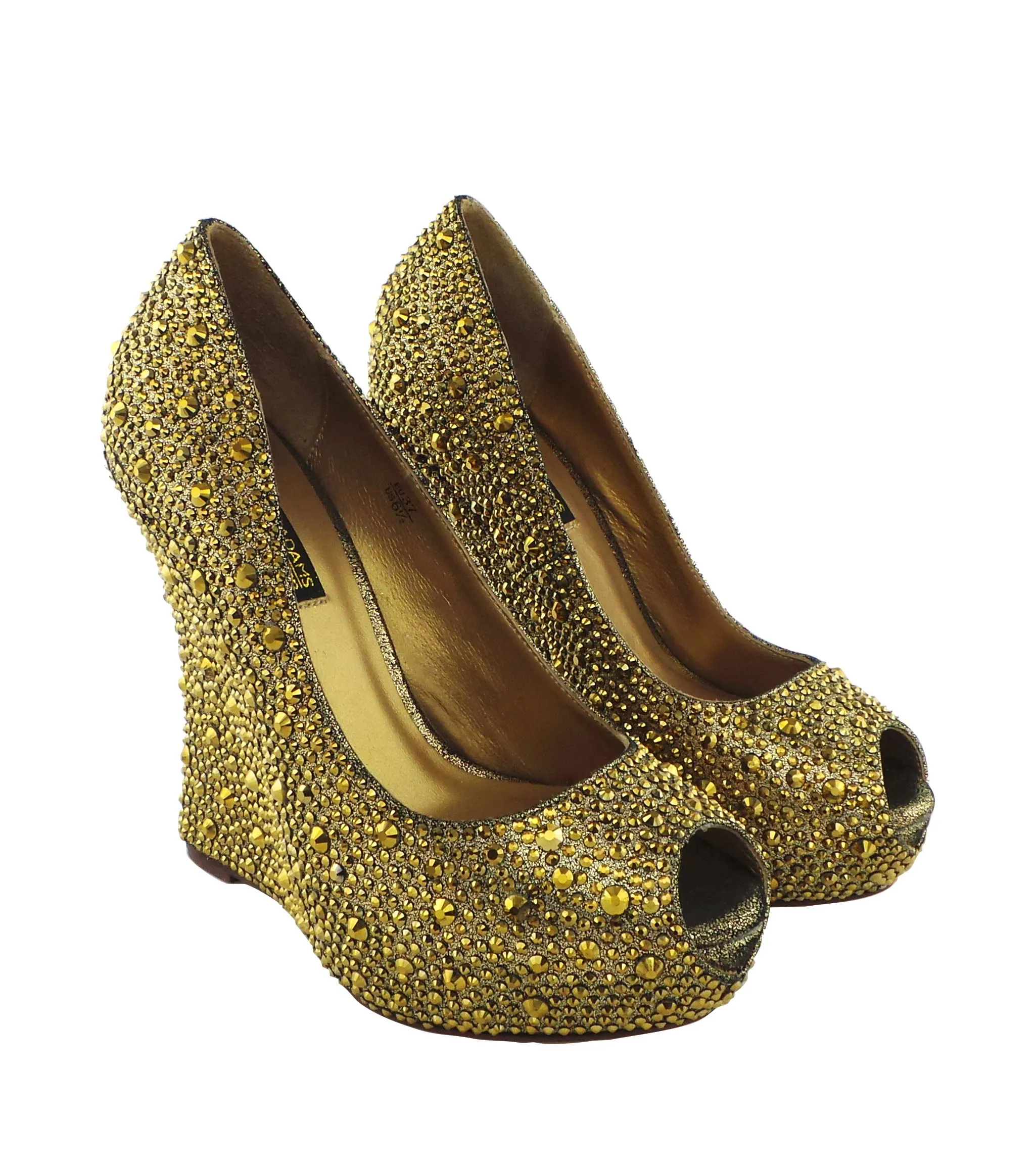 Cali Jewel Encrusted Peep Toe Wedges