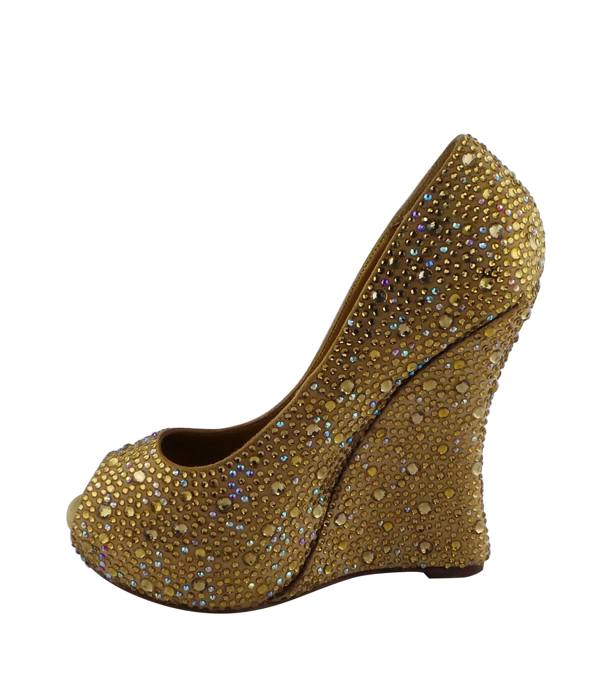 Cali Jewel Encrusted Peep Toe Wedges