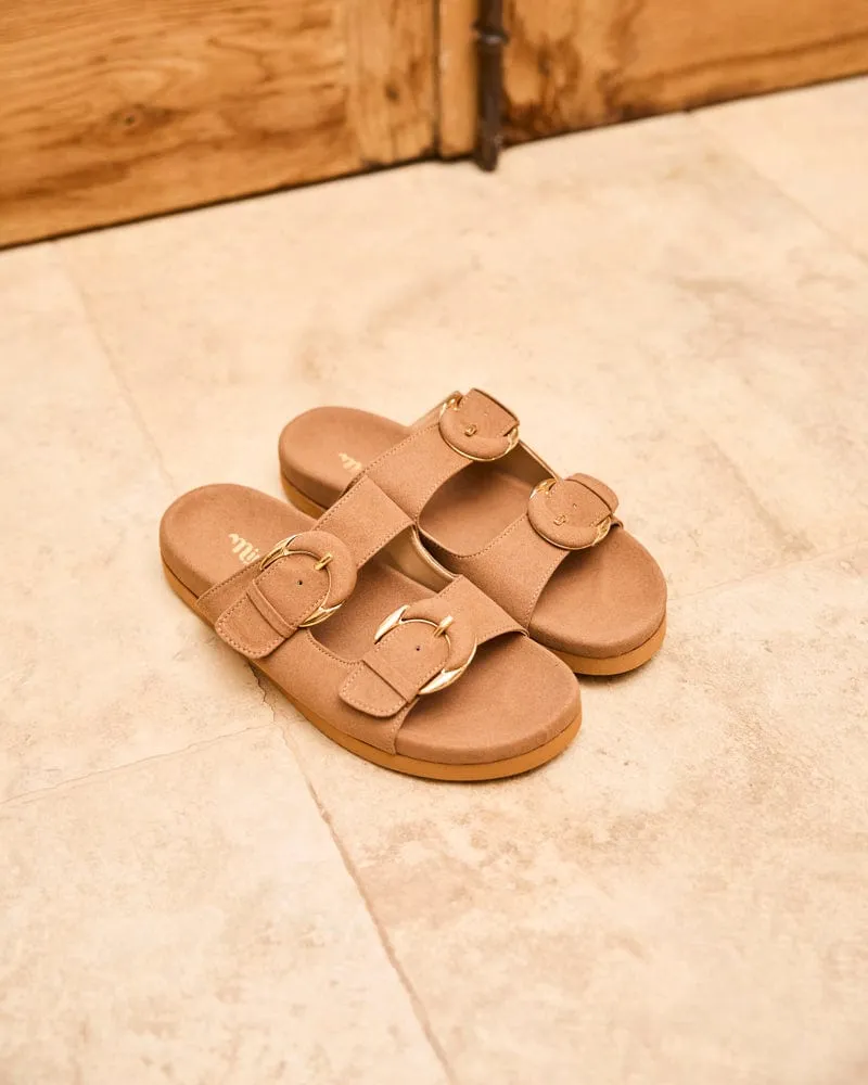 Camellia Vegan Suede Sandals | Mocha