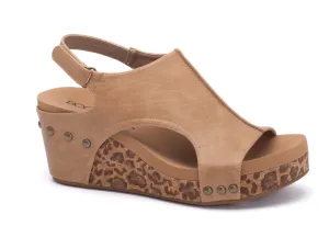Carley - Taupe Smooth Leopard Wedge