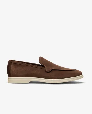 Chocolate Brown Perforated Summer Suede Low Top City Loafers