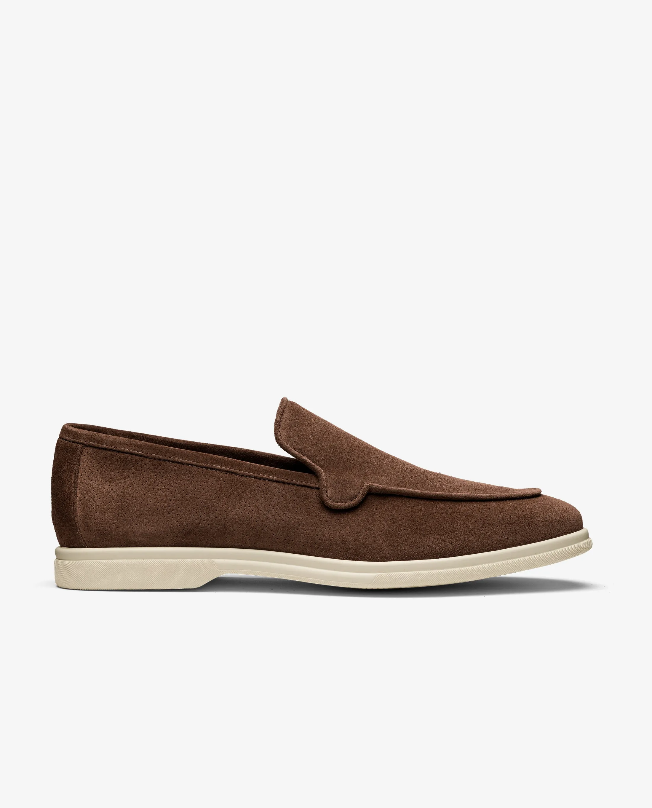 Chocolate Brown Perforated Summer Suede Low Top City Loafers
