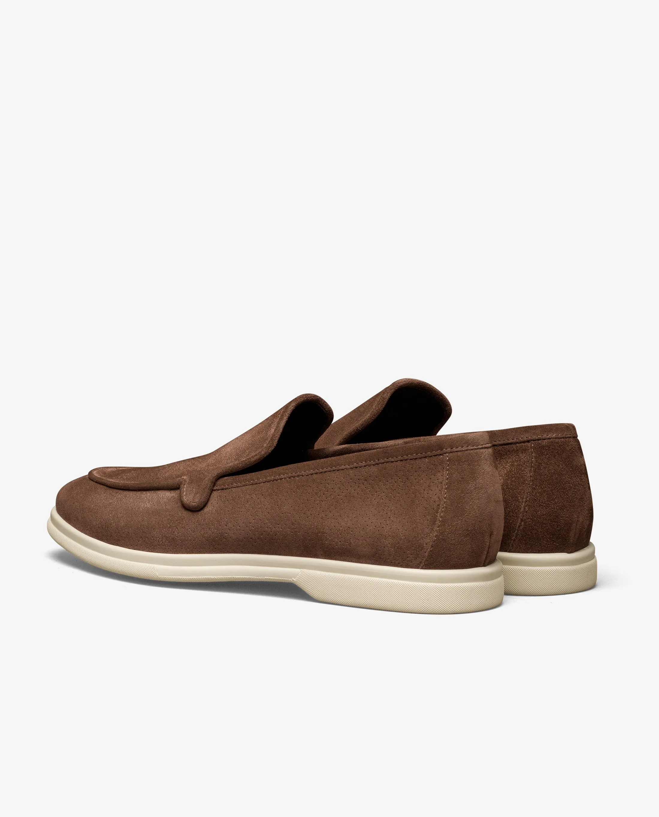 Chocolate Brown Perforated Summer Suede Low Top City Loafers