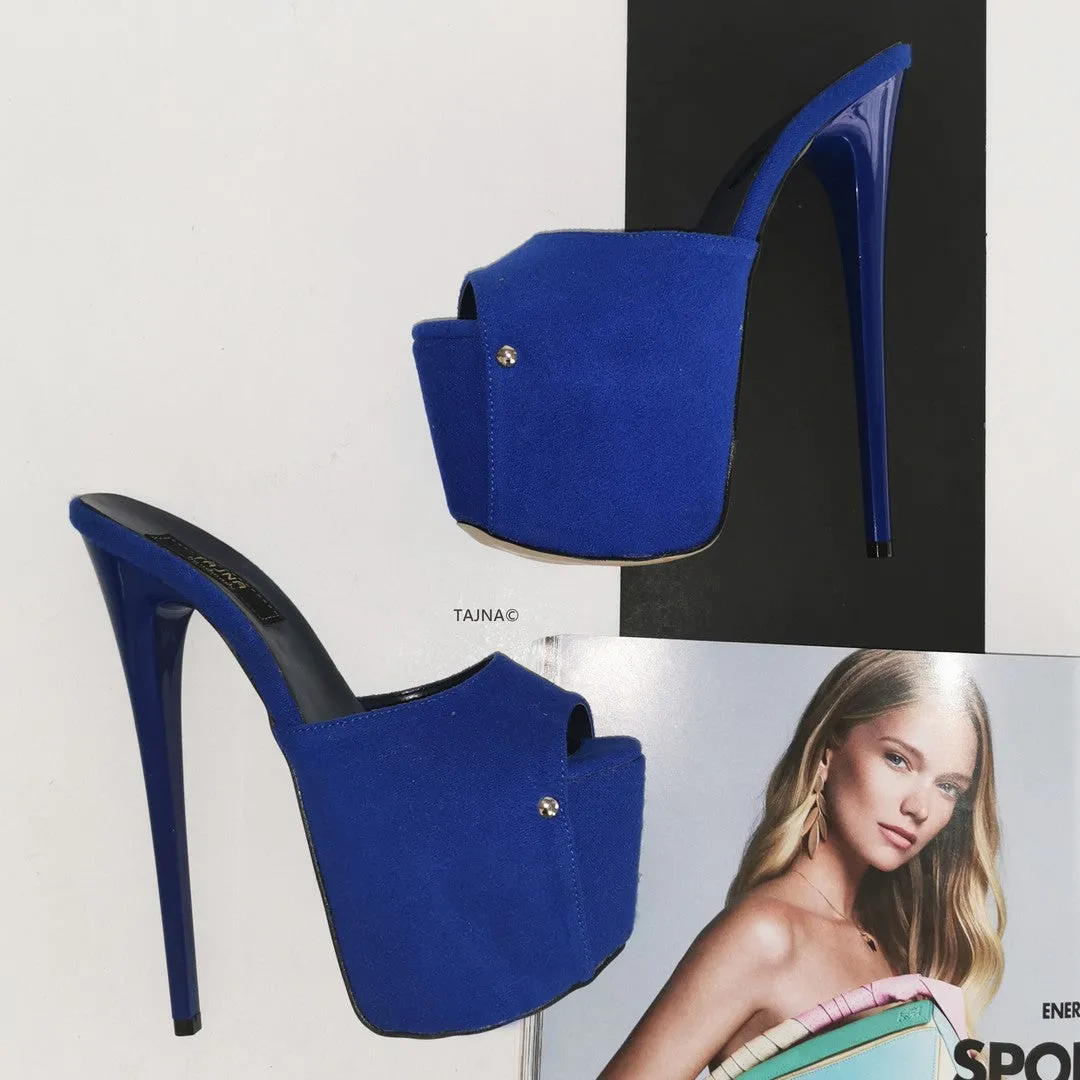Cobalt Blue Platform Mules