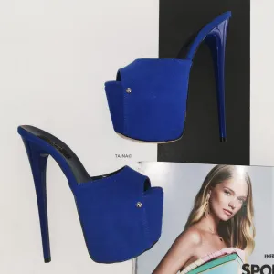 Cobalt Blue Platform Mules