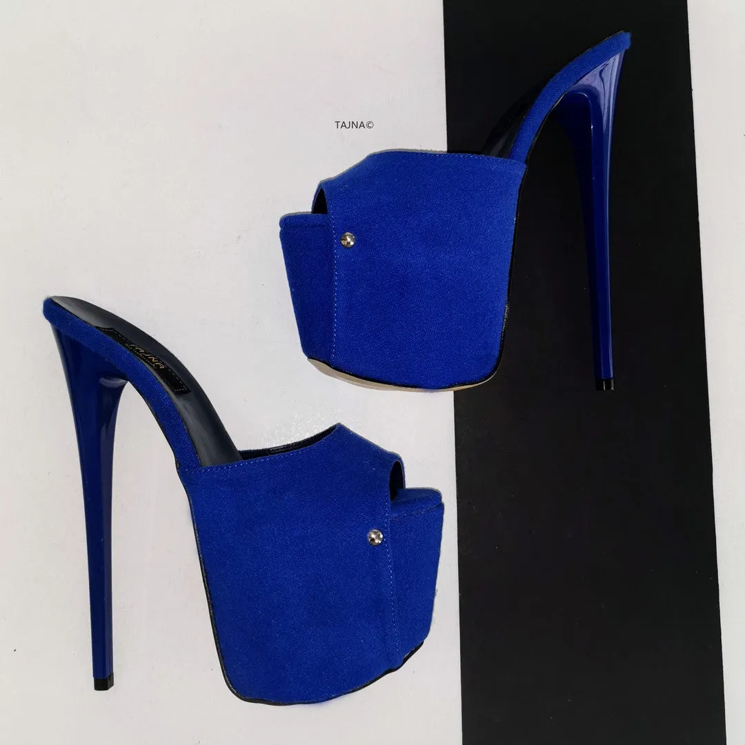Cobalt Blue Platform Mules