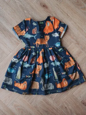 Cotton Sun Dress with twist back detail - AlphaZoo Navy