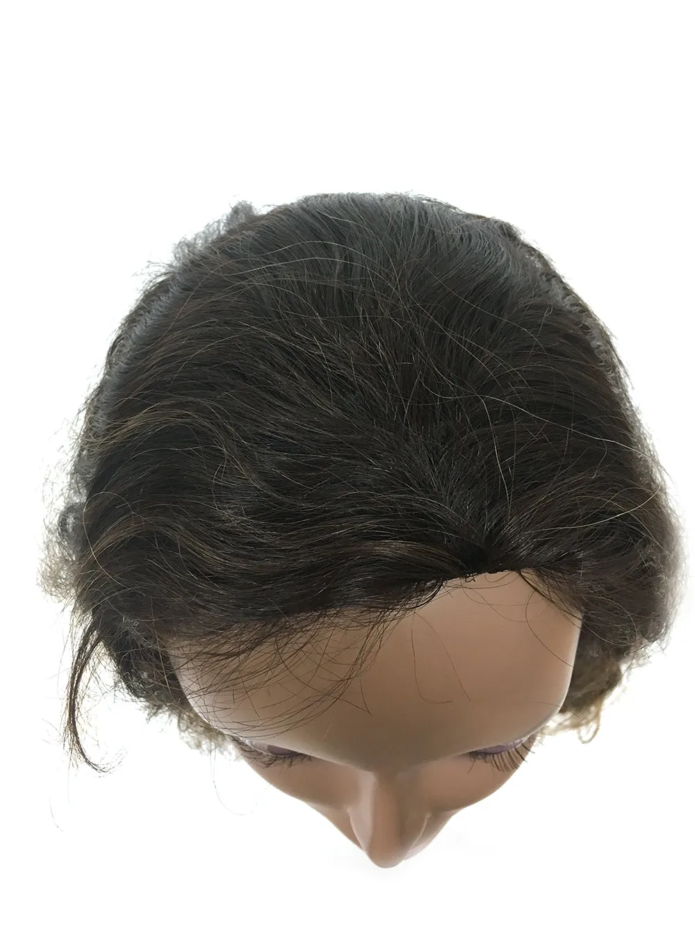 Custom Half Wig 100% Human Hair in French Wave 14", Color 1B/30